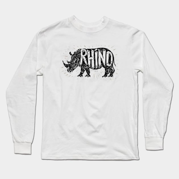 Rhino Tribe Long Sleeve T-Shirt by pakowacz